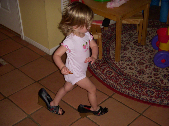 Practicing her runway walk