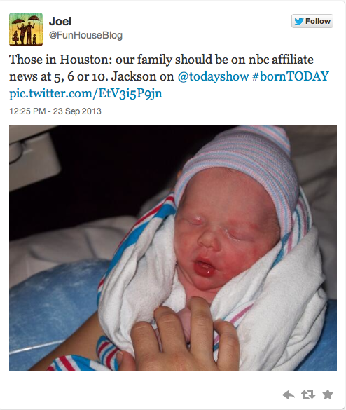 Baby Jackson featured on Today Show web page